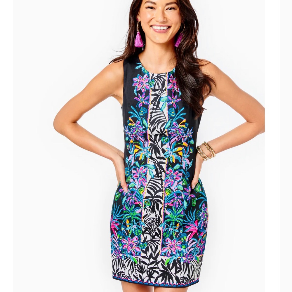 Lilly Pulitzer Mila Stretch Shift Dress in Onyx Paradise Glow, size 4